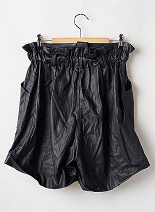 Short tissage simili-cuir taille haute noir BENOA femme