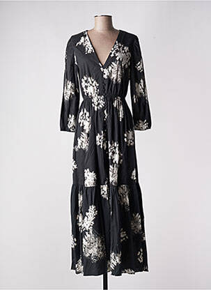 Robe longue imprimé fleurs manches 3/4 gris DESIGUAL femme