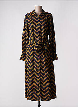 Robe mi-longue manches longues manches longues marron GARCIA femme