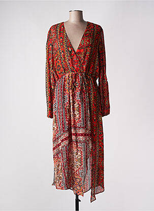 Robe longue manches longues manches longues rouge DESIGUAL femme
