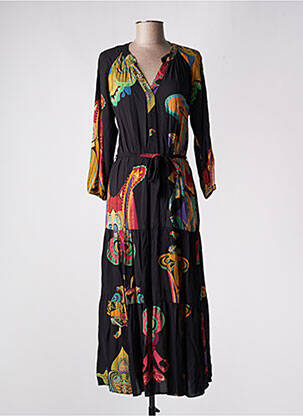 Robe longue manches longues manches longues noir DESIGUAL femme