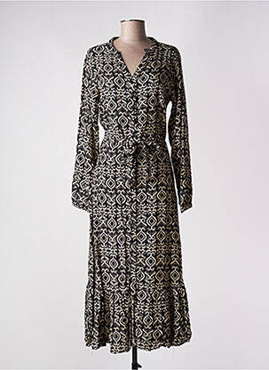 Robe longue imprimé fantaisie manches longues noir GARCIA femme