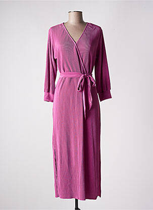 Robe longue manches longues manches longues rose GARCIA femme