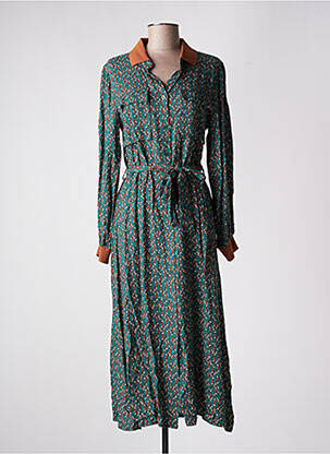 Robe longue manches longues manches longues vert DIXIE femme