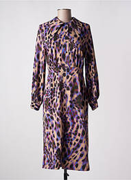 Robe mi-longue coupe fluide manches longues beige DIXIE femme