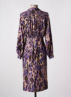 Robe mi-longue coupe fluide manches longues beige DIXIE femme