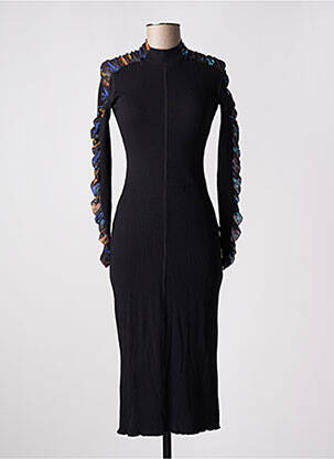 Robe mi-longue manches longues manches longues noir DESIGUAL femme