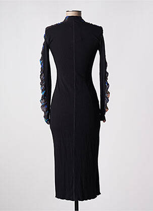 Robe mi-longue manches longues manches longues noir DESIGUAL femme