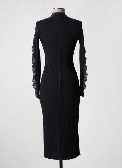 Robe mi-longue manches longues manches longues noir DESIGUAL femme