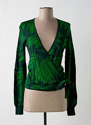 Gilet cache-cœur coupe cintrée vert DESIGUAL femme