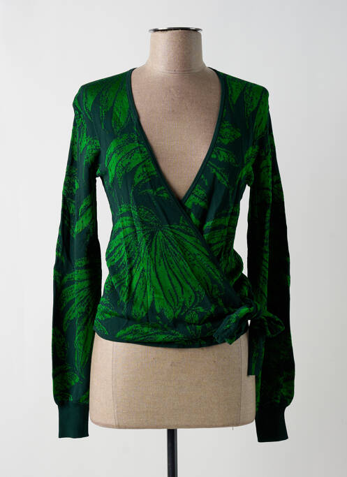 Gilet cache-cœur coupe cintrée vert DESIGUAL femme