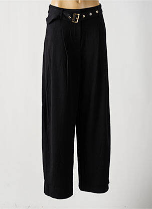 Pantalon droit fermeture zippée sous rabat avec crochet noir DESIGUAL femme
