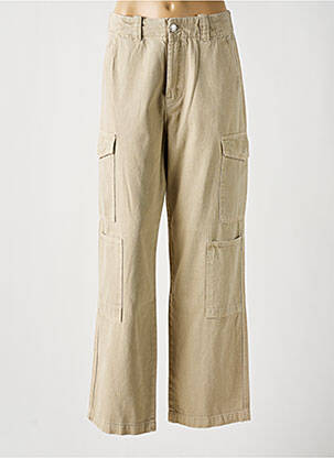 Pantalon cargo coupe droite beige DESIGUAL femme