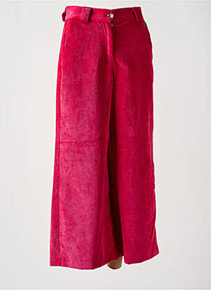 Pantalon flare fermeture zippée sous rabat boutonné rouge DIXIE femme