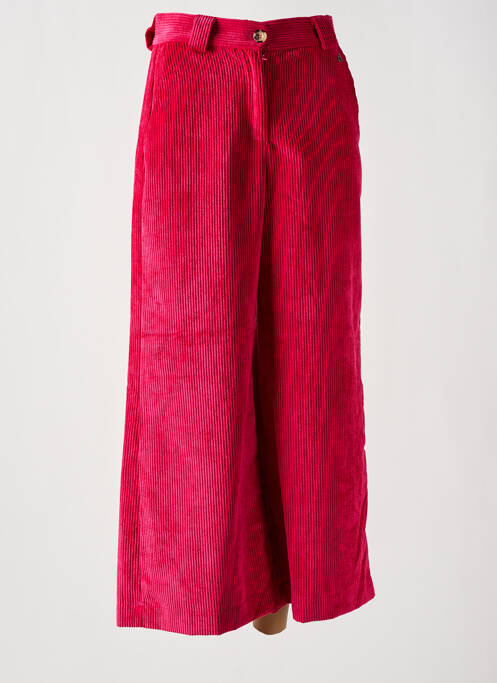 Pantalon flare fermeture zippée sous rabat boutonné rouge DIXIE femme