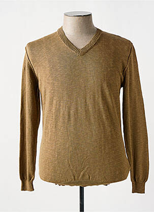 Pull col v manches longues marron IMPERIAL homme