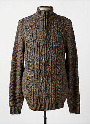 Pull maille torsadée manches longues marron GARCIA homme