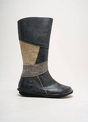 Bottes matière lisse talon plat jusqu'à 3cm gris NICE femme