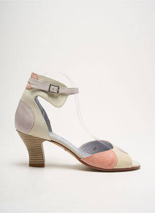 Sandales/nu pieds matière lisse talon de 4 à 6cm beige POMARES VAZQUEZ femme