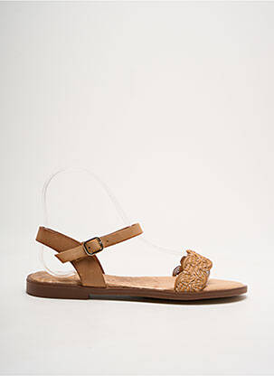 Sandales/nu pieds chiquet talon plat jusqu'à 3cm marron MTNG femme