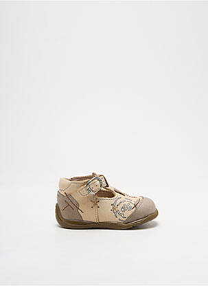 Bottillons tissage satiné bout rond beige BABYBOTTE garçon