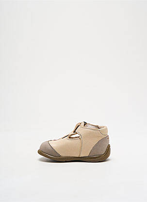 Bottillons tissage satiné bout rond beige BABYBOTTE garçon