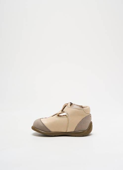 Bottillons tissage satiné bout rond beige BABYBOTTE garcon