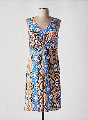 Robe mi-longue coupe fluide sans manche bleu VANIA femme