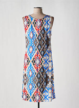 Robe mi-longue coupe fluide sans manche bleu VANIA femme