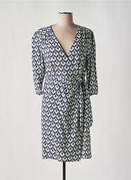 Robe mi-longue coupe fluide manches 3/4 bleu JULIE GUERLANDE femme