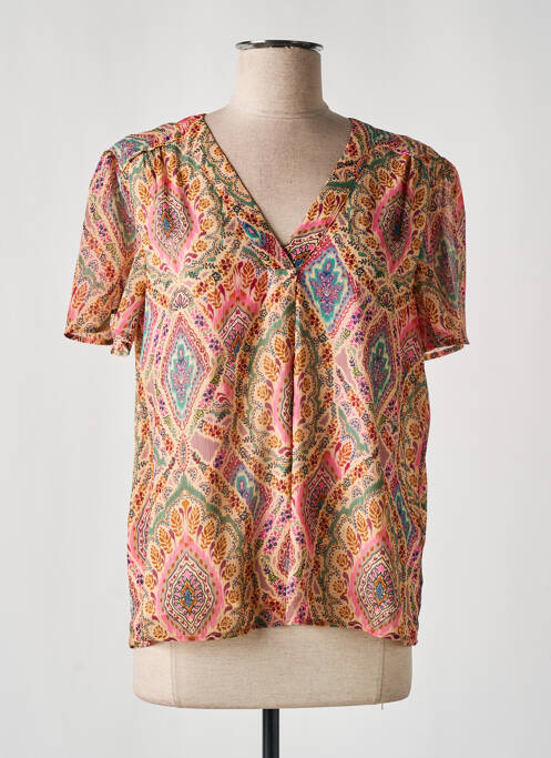 Blouse légère et transparente manches courtes orange JULIE GUERLANDE femme