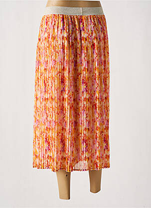 Jupe mi-longue taille élastique orange JULIE GUERLANDE femme