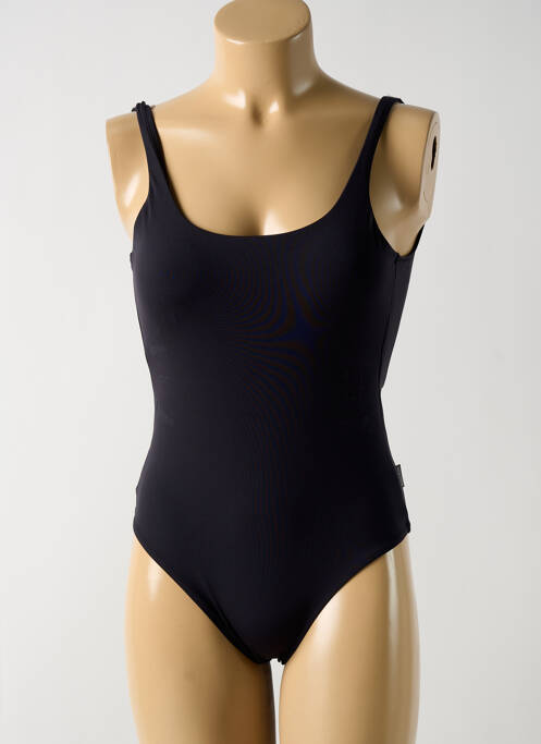 Maillot de bain 1 pièce effet matière satinée haut soutien-gorge avec mousse de rembourrage amovible noir ROSA FAIA femme