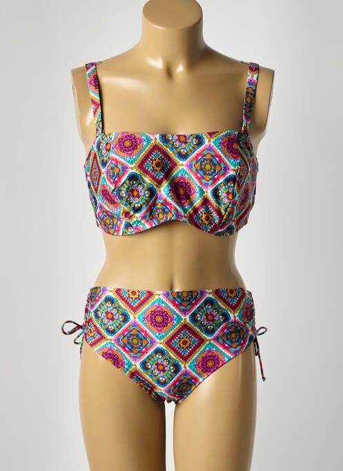 Maillot de bain 2 pièces stretch haut soutien-gorge balconnet violet ROSA FAIA femme