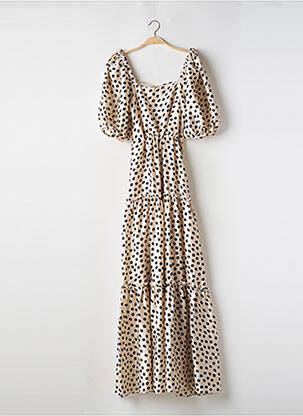 Robe longue manches courtes manches courtes beige MNG femme