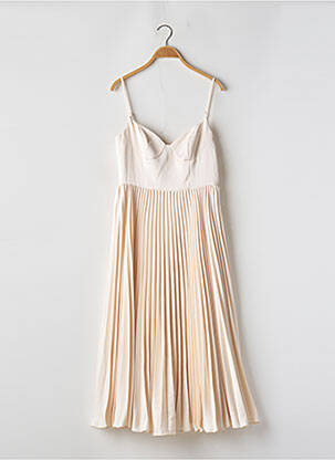 Robe mi-longue fermeture zippée au dos fines bretelles beige AZAZIE femme