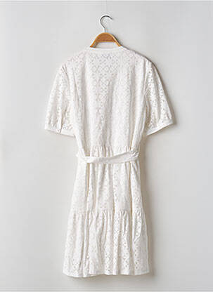 Robe mi-longue imprimé fleurs manches courtes blanc LEO & UGO femme