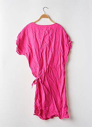 Robe mi-longue coupe fluide manches courtes rose LA FEE MARABOUTEE femme