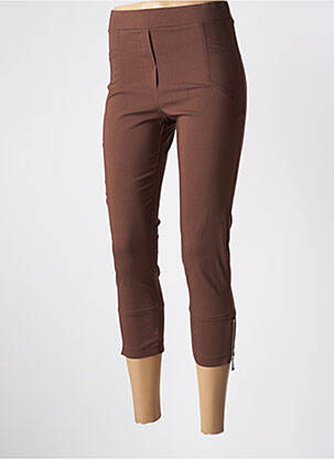 Pantacourt stretch taille haute marron HALOGENE femme