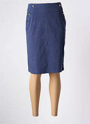 Jupe mi-longue taille à pinces bleu BRUNO SAINT HILAIRE femme