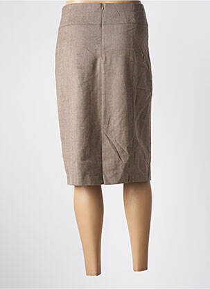 Jupe mi-longue taille à pinces marron BRUNO SAINT HILAIRE femme