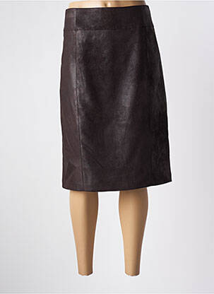 Jupe mi-longue taille à pinces marron BRUNO SAINT HILAIRE femme