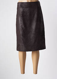 Jupe mi-longue taille à pinces marron BRUNO SAINT HILAIRE femme