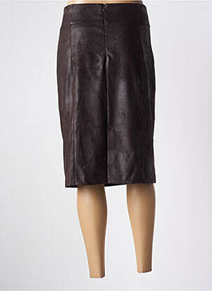 Jupe mi-longue taille à pinces marron BRUNO SAINT HILAIRE femme