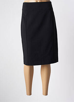 Jupe mi-longue taille à pinces noir BRUNO SAINT HILAIRE femme