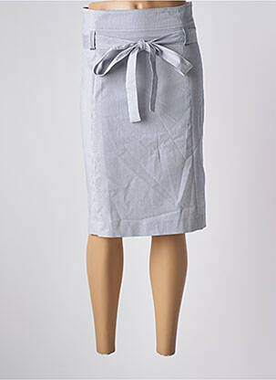 Jupe mi-longue taille à pinces bleu BRUNO SAINT HILAIRE femme