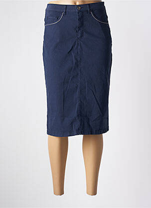 Jupe mi-longue stretch bleu BRUNO SAINT HILAIRE femme