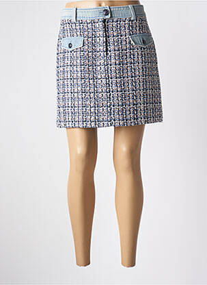Jupe courte taille à pinces bleu MORGAN femme