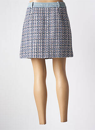 Jupe courte taille à pinces bleu MORGAN femme