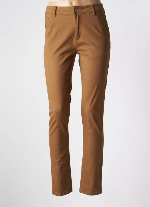 Pantalon chino tissage popeline taille haute jaune SARAH JOHN femme